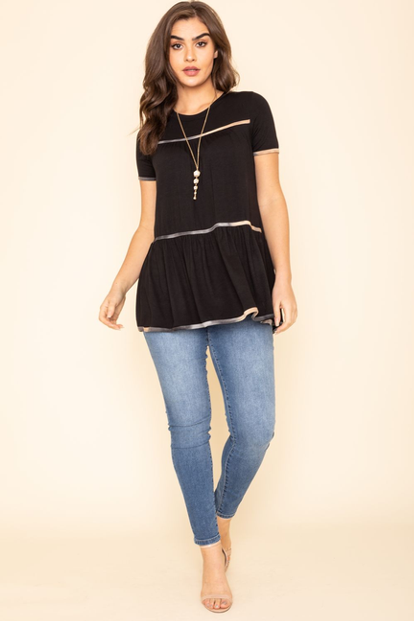 Tiered Tie Dye Trim Tunic - F3-Eloges-6038