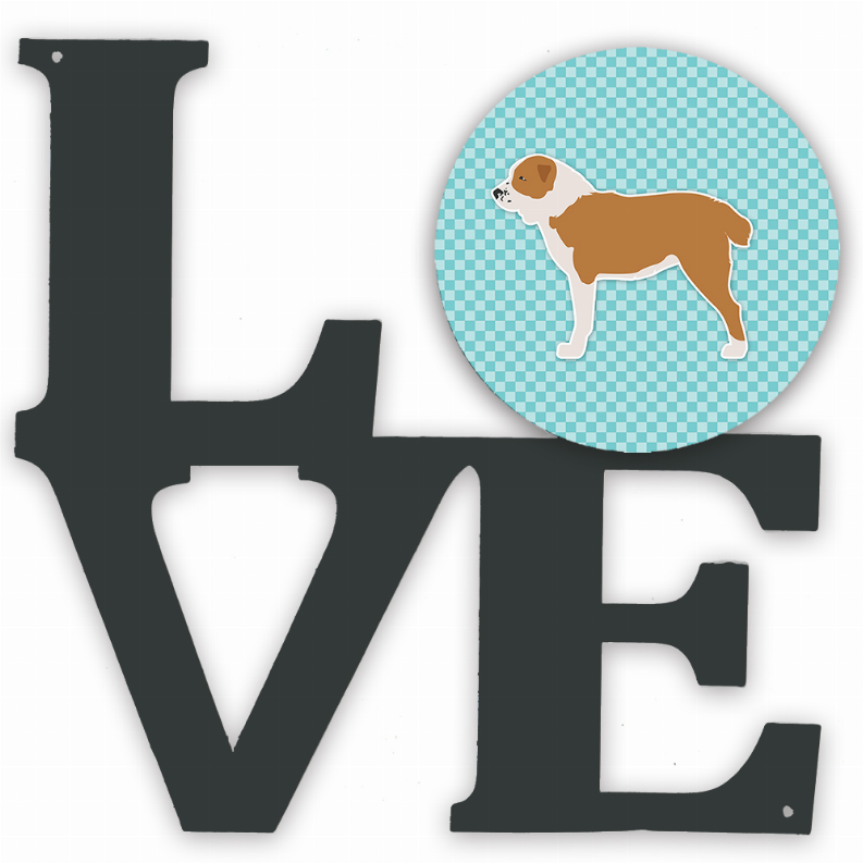 Checkerboard Dog Profile Metal Wall Artwork LOVE - BB3728WALV