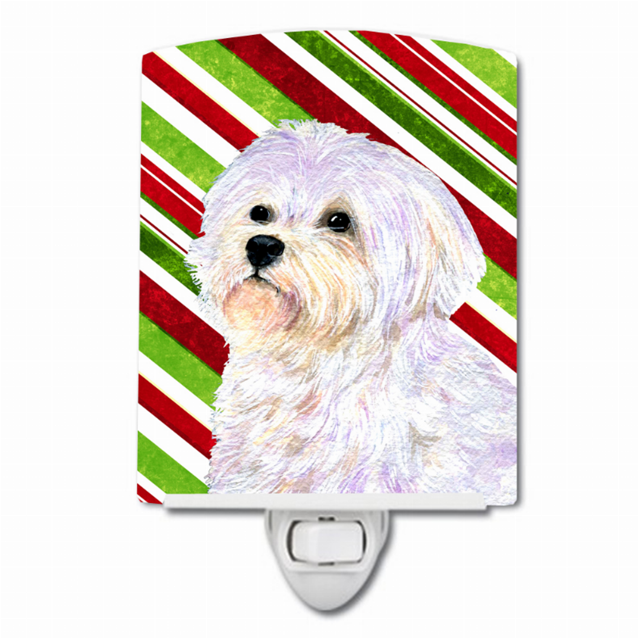 Candy Cane Holiday Christmas Dog Art Ceramic Night Light - SS4550CNL