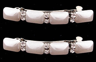 Pearl Stone & Swarovski Crystal Automatic Barrette (Pair) - 4322-2--9