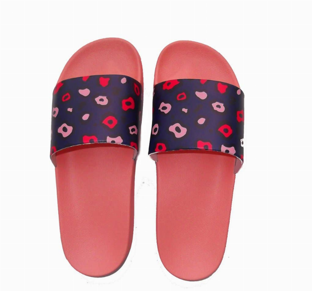 Navy Leopard Print Slide Sandals - 750320