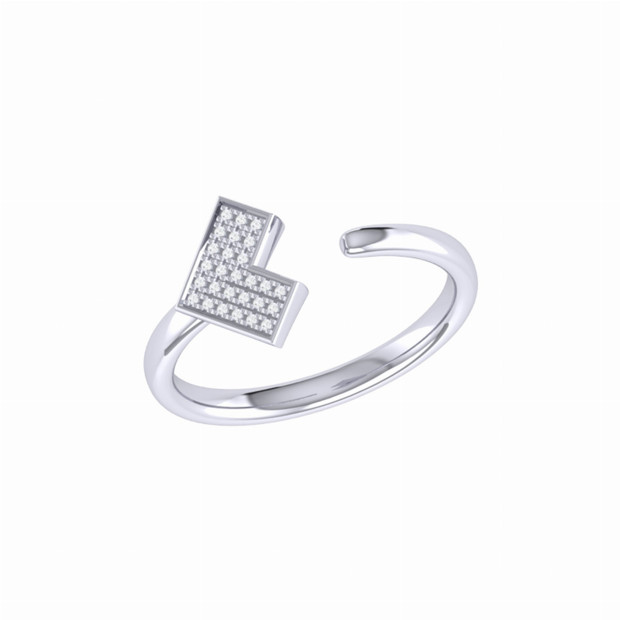 One Way Arrow Diamond Open Ring in Sterling Silver - S000111B001158P000144V013