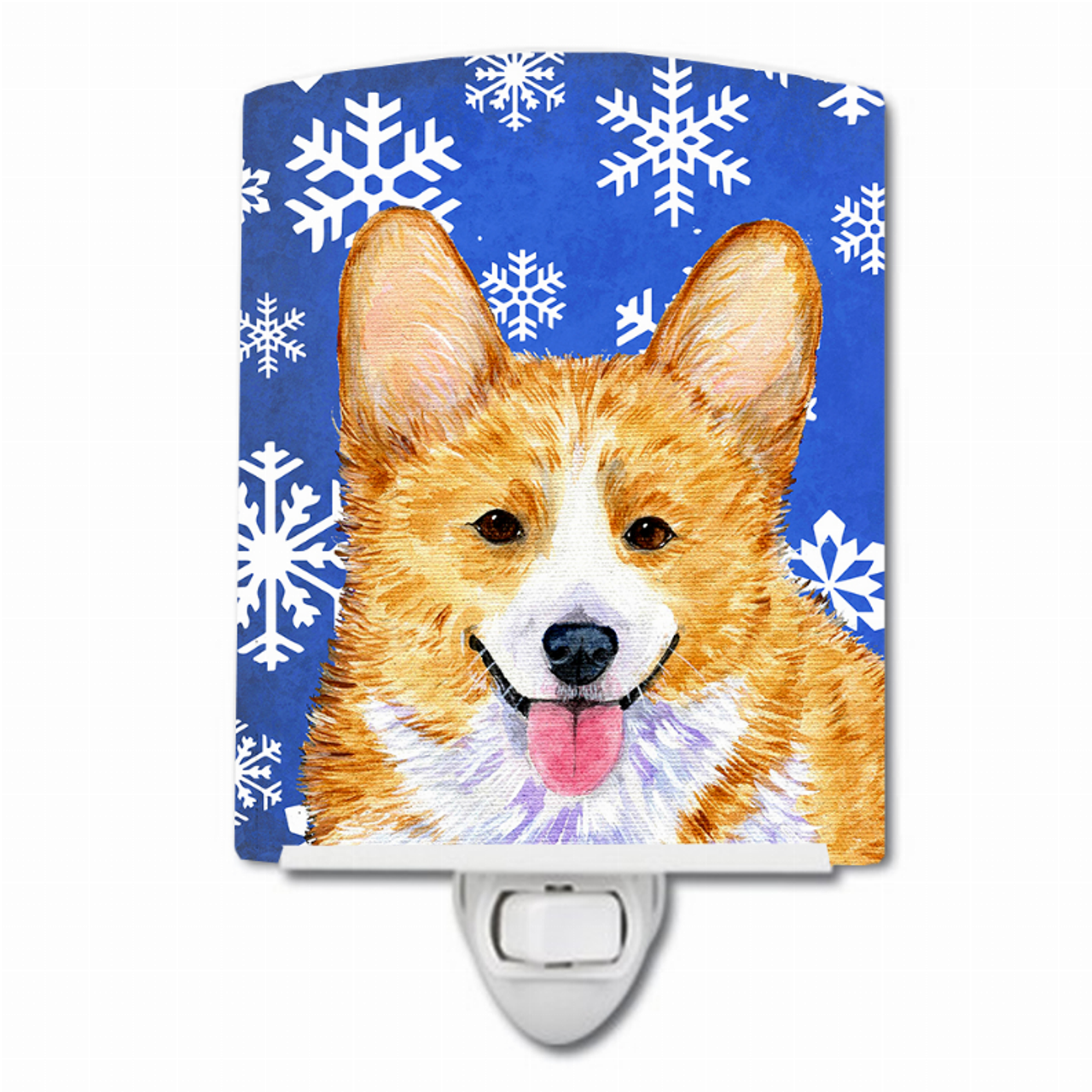 Snowflakes Holiday Dog Art Ceramic Night Light - SS4624CNL