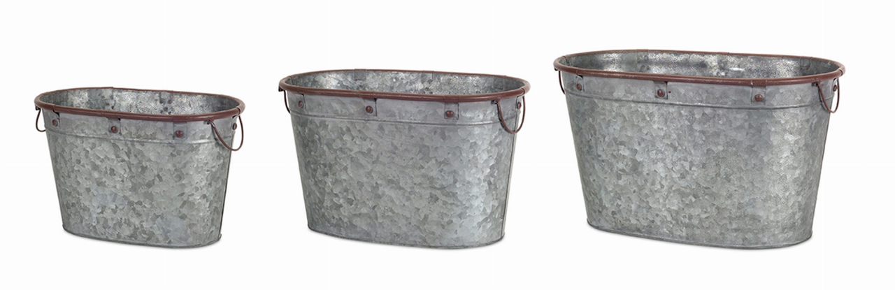 Oval Tub (Set of 3) 9"H, 10"H, 11"H Metal