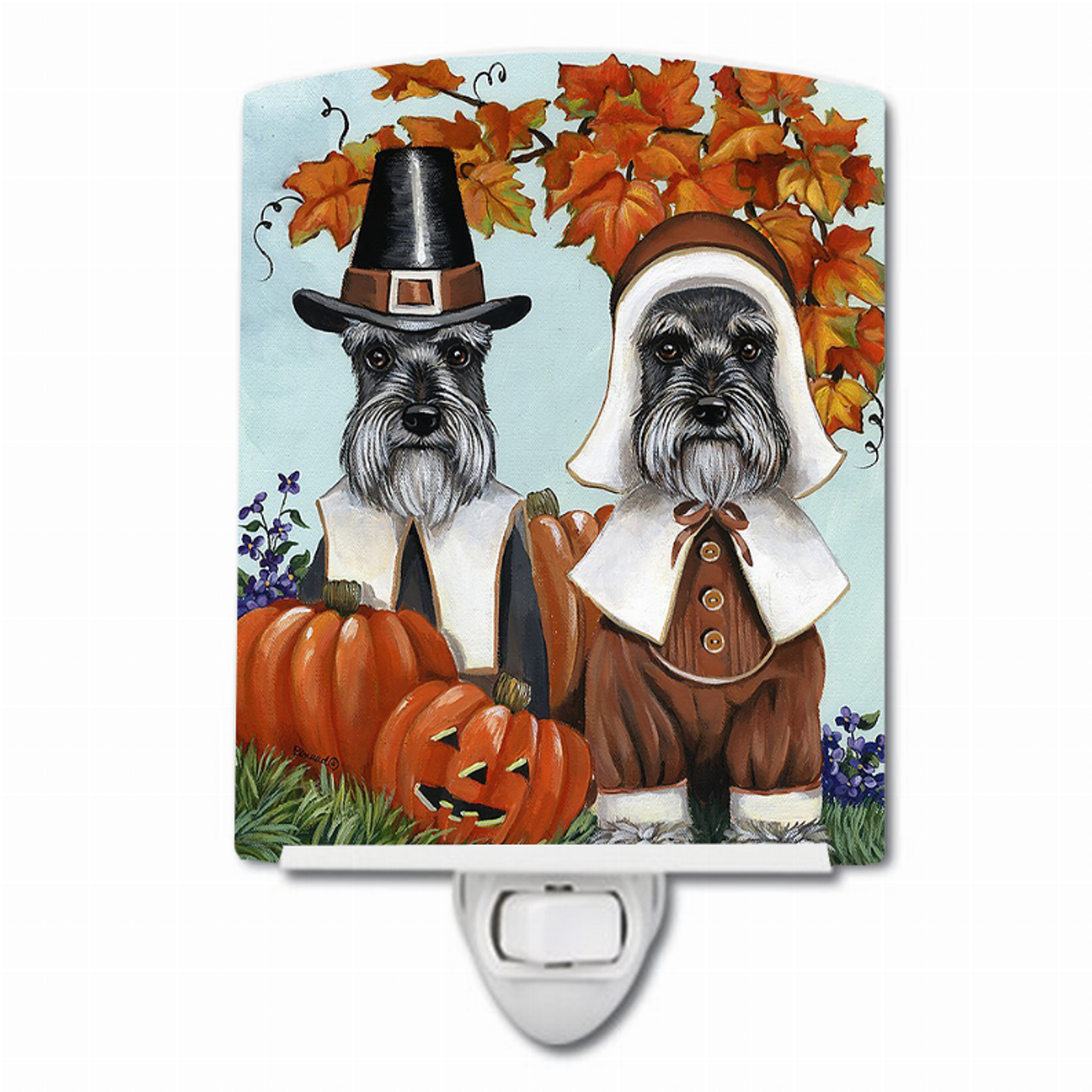 Thanksgiving Dog Art Ceramic Night Light