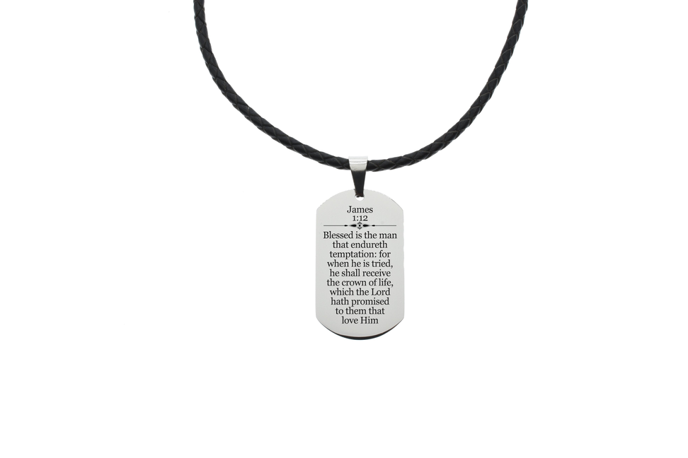 Genuine Braided Leather Scripture Necklace By Pink Box - Silver - PinkBox-6-001281
