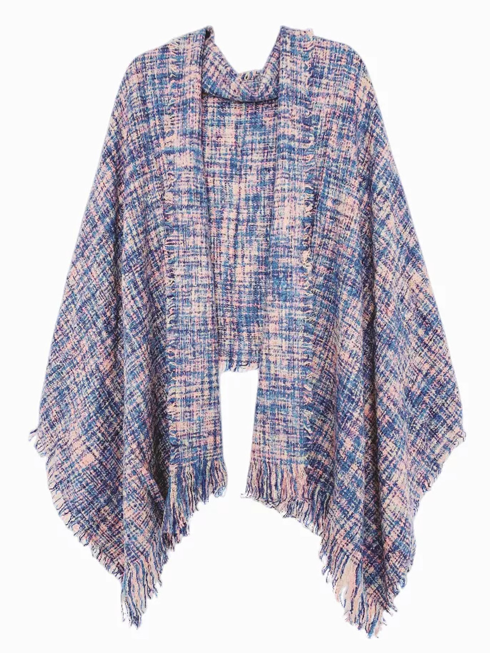 Lavender Tweed Fringe Blanket Scarf