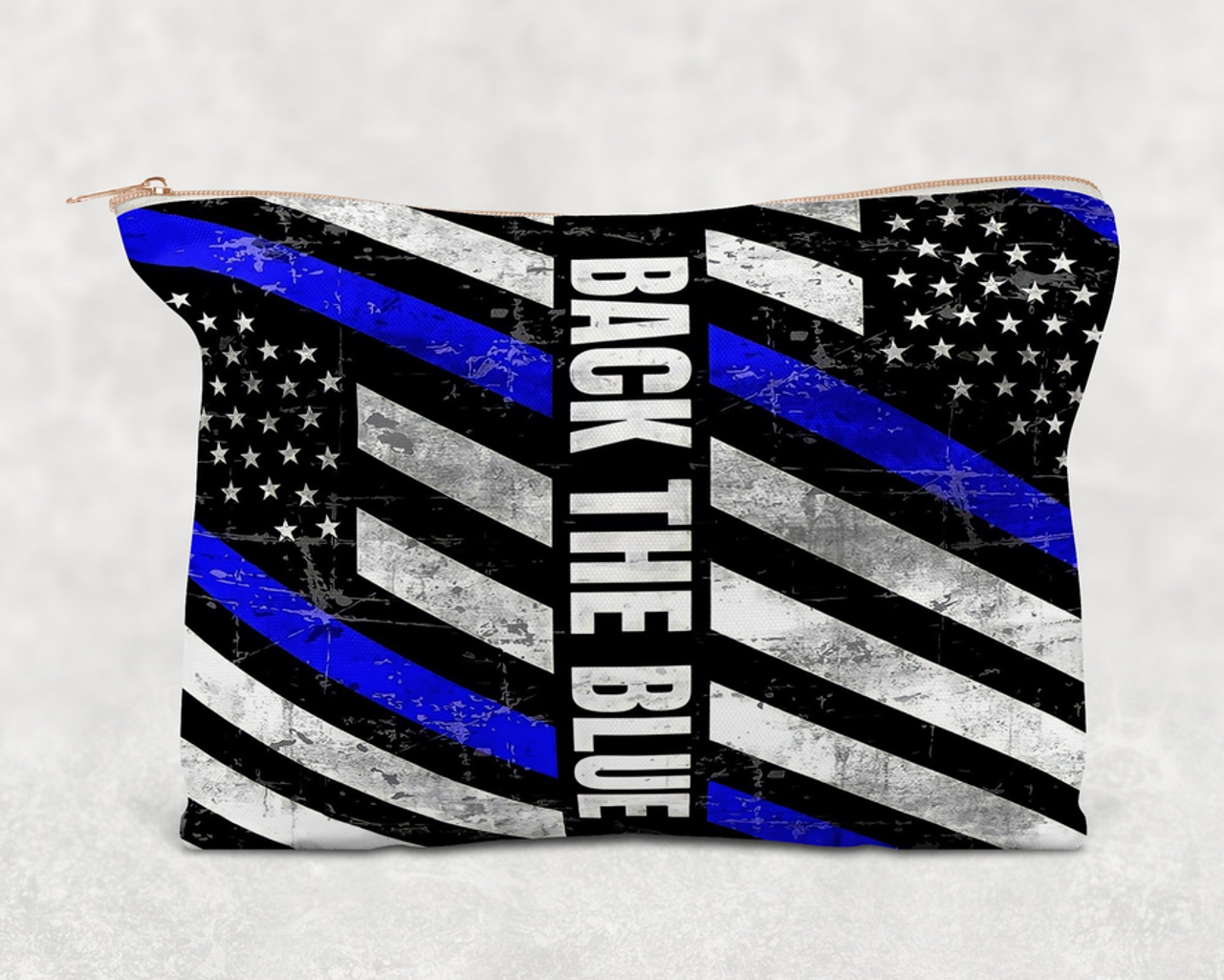Back The Blue Printed Canvas Zipper Bag