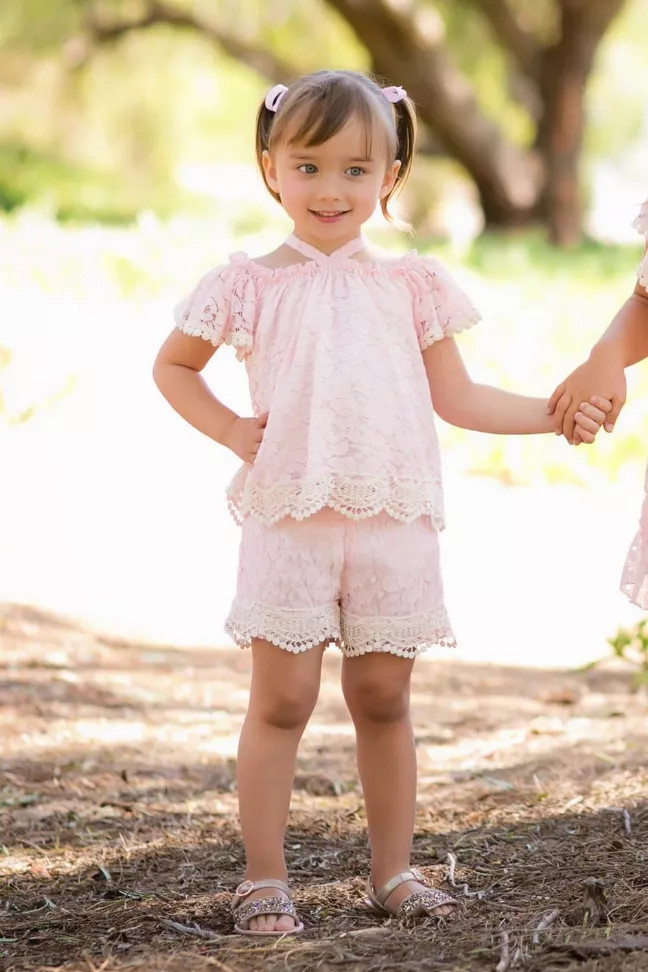 Pink & Cream Lace Shorts