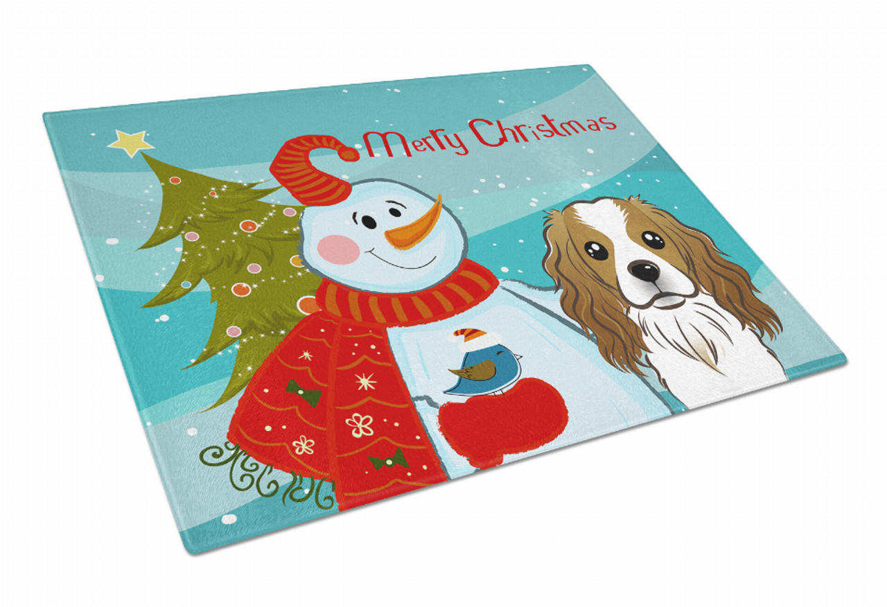 Snowman Dog Print Glass Cutting Board Large - S000213B001695P057677V011