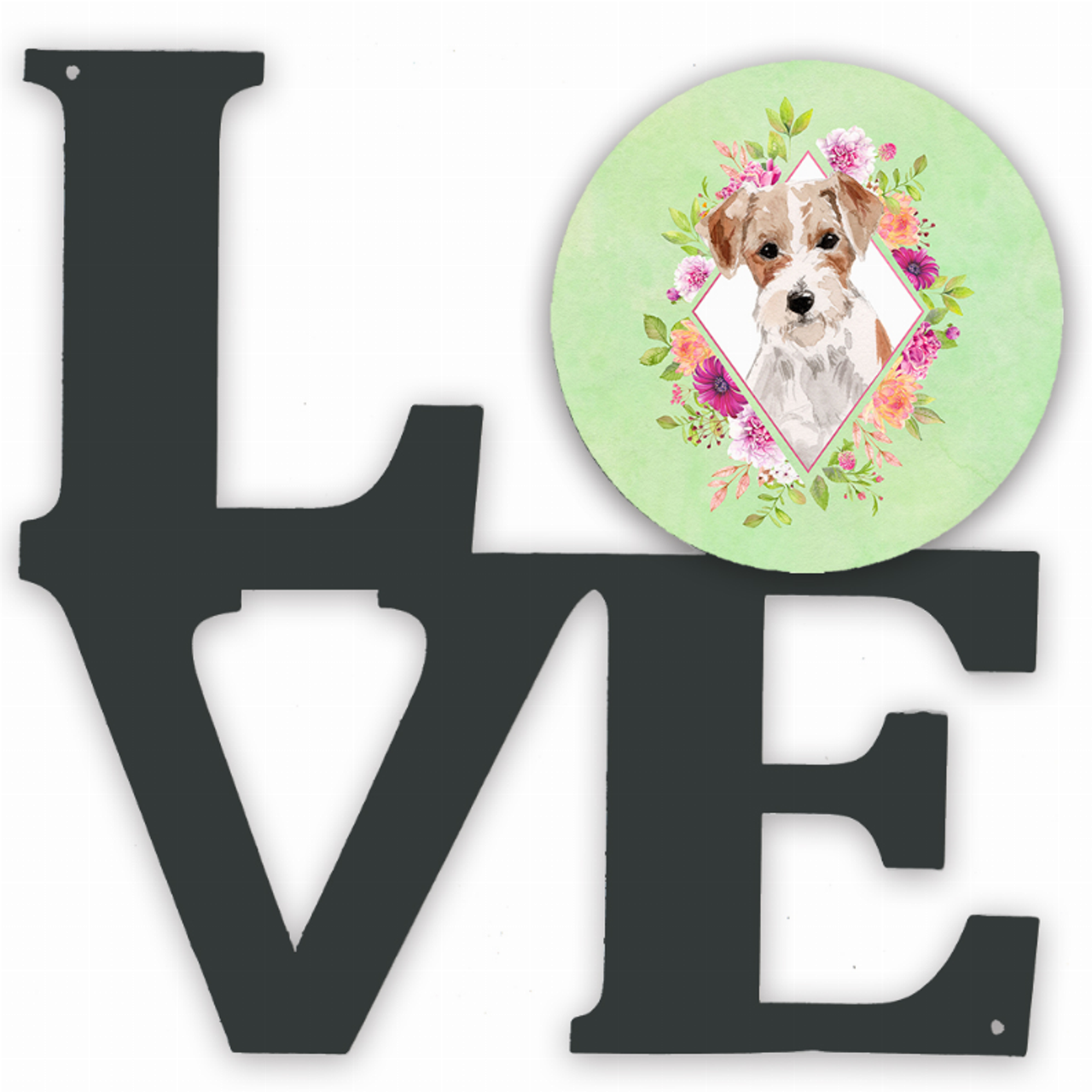Dog Breed Flowers Design Metal Wall Artwork LOVE - CK4358WALV
