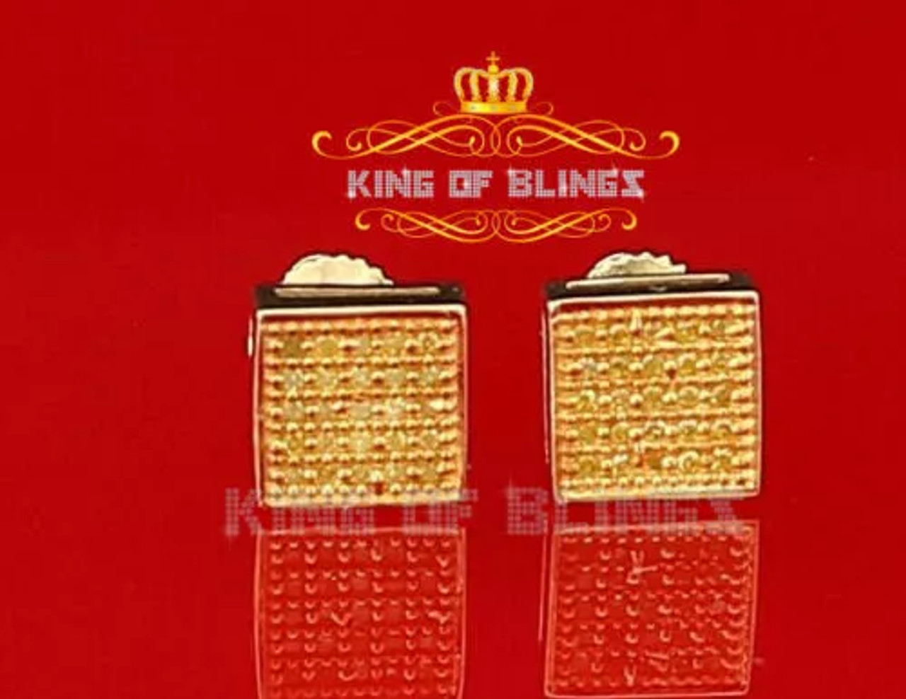 10K Yellow Gold Finish With Real Yellow Diamonds CT Silver Stud Earrings 10K Yellow Gold Finish With Real Yellow Diamonds CT Silver Stud Earrings