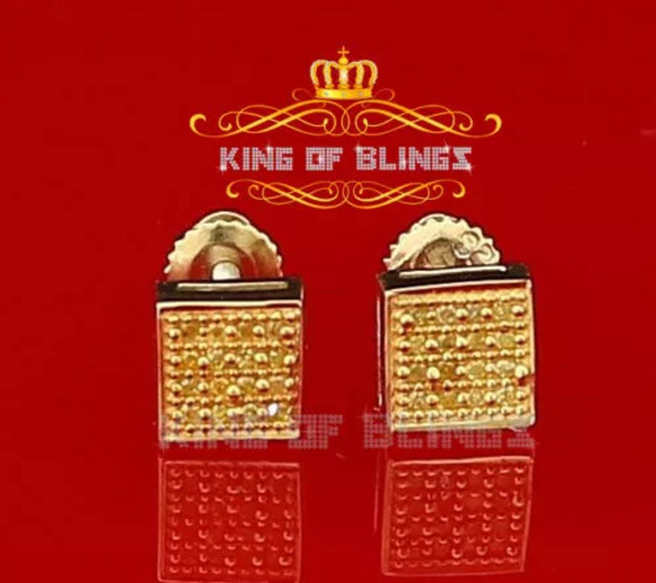 10K Yellow Gold Finish With Real Yellow Diamonds CT Silver Stud Earrings 10K Yellow Gold Finish With Real Yellow Diamonds CT Silver Stud Earrings