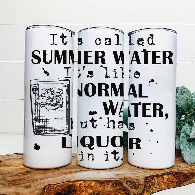 Summer Water Liquor|Skinny Tumbler|Optional Bluetooth Speaker| Speaker Color Varies