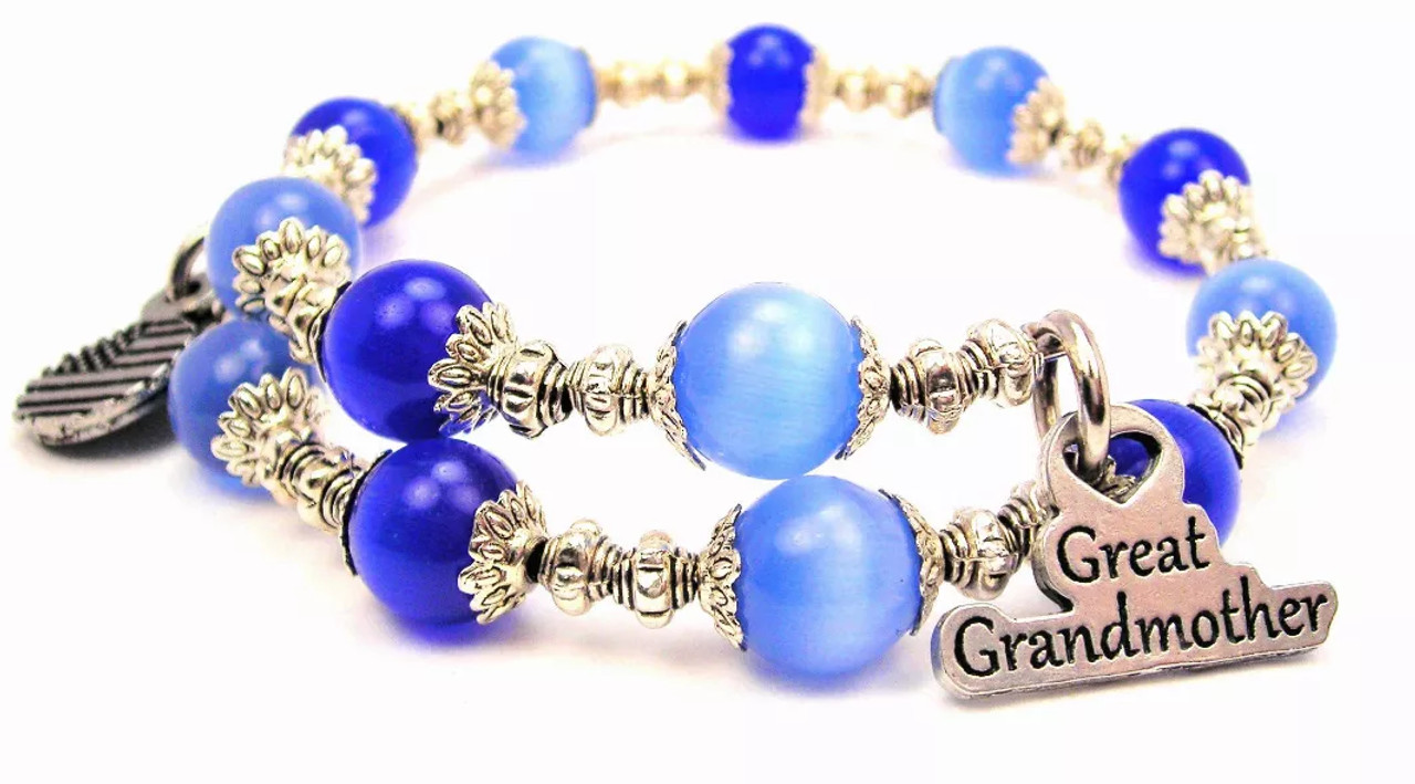 Great Grandmother Cat's Eye Beaded Wrap Bracelet