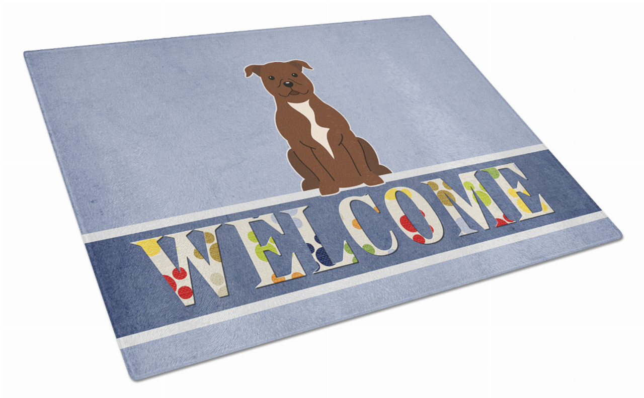 Welcome Dog Print Glass Cutting Board Large - BB5629LCB