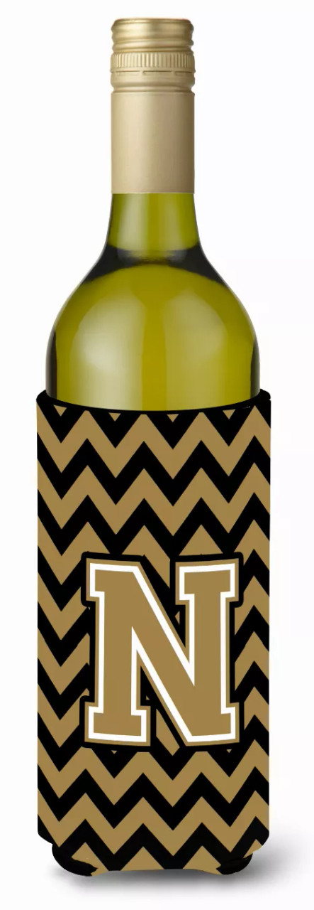 Monogram Letter Chevron Wine Bottle Hugger - CJ1050-NLITERK