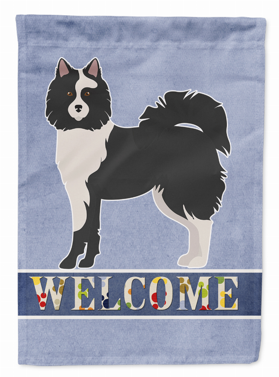 Black and White Elo dog Welcome Flag Garden Size