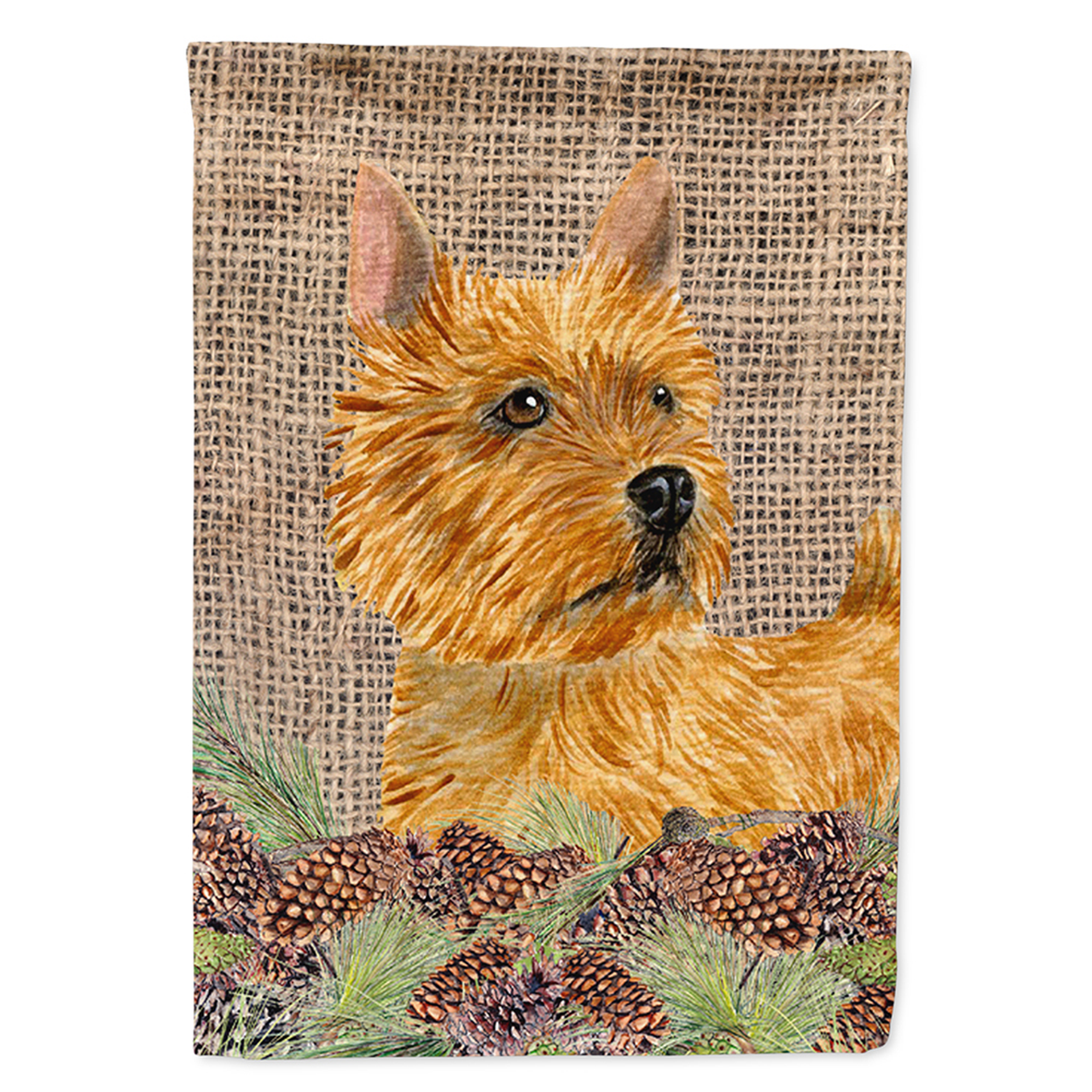 Faux Burlap and Pine Cones with Dog Flag Garden Size - S000213B001695P118950V000
