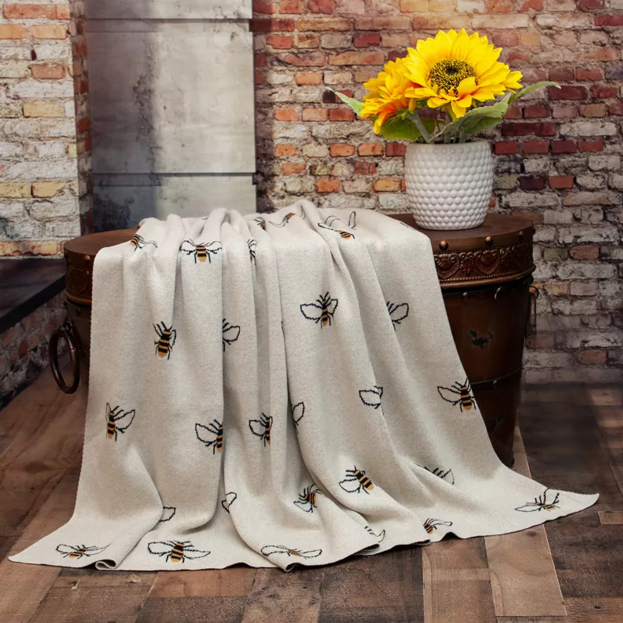 Parkland Collection Transitional Ivory 50" X 60" KNITTED Throw Blanket