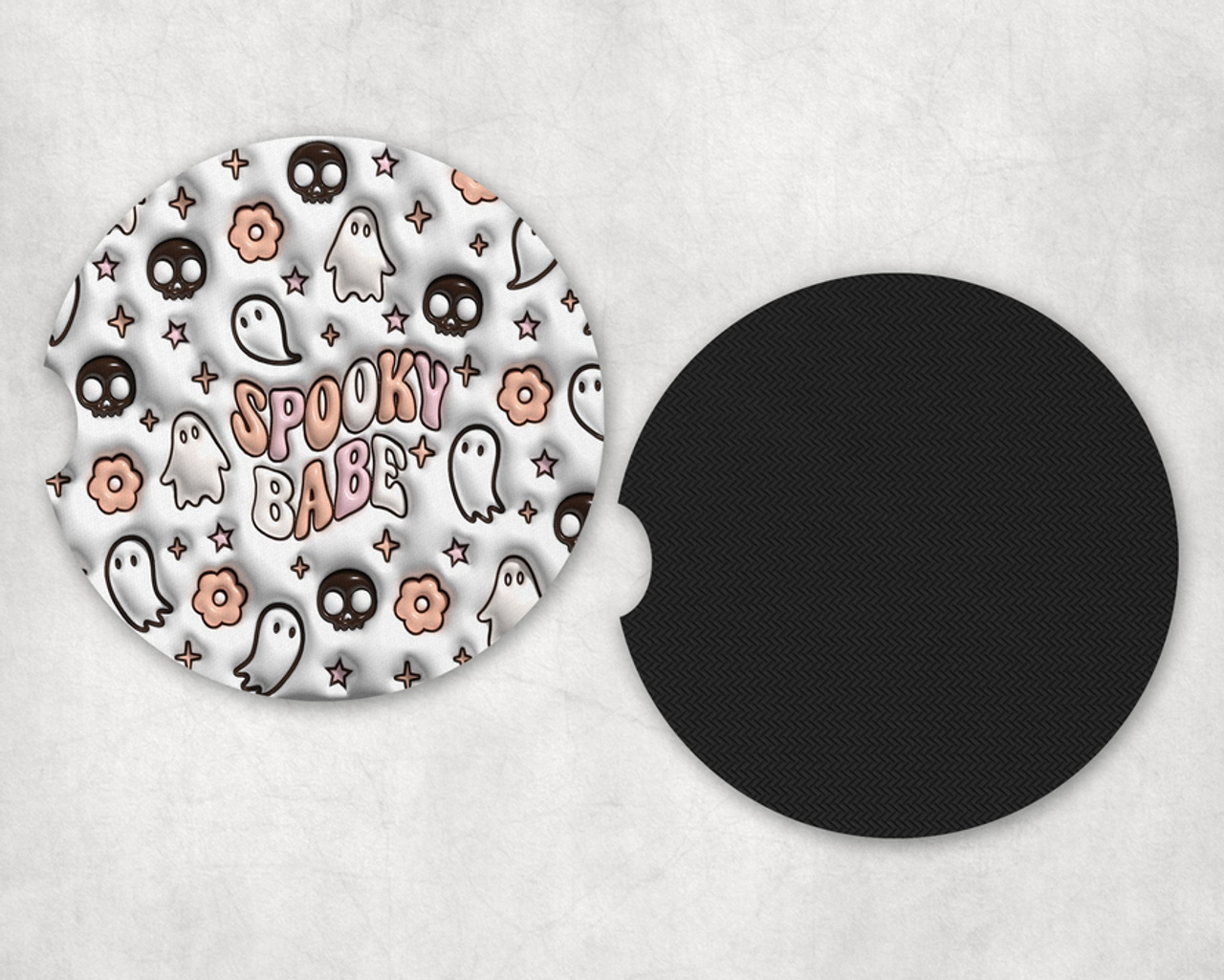 Spooky Babe Neoprene Car Coaster Set