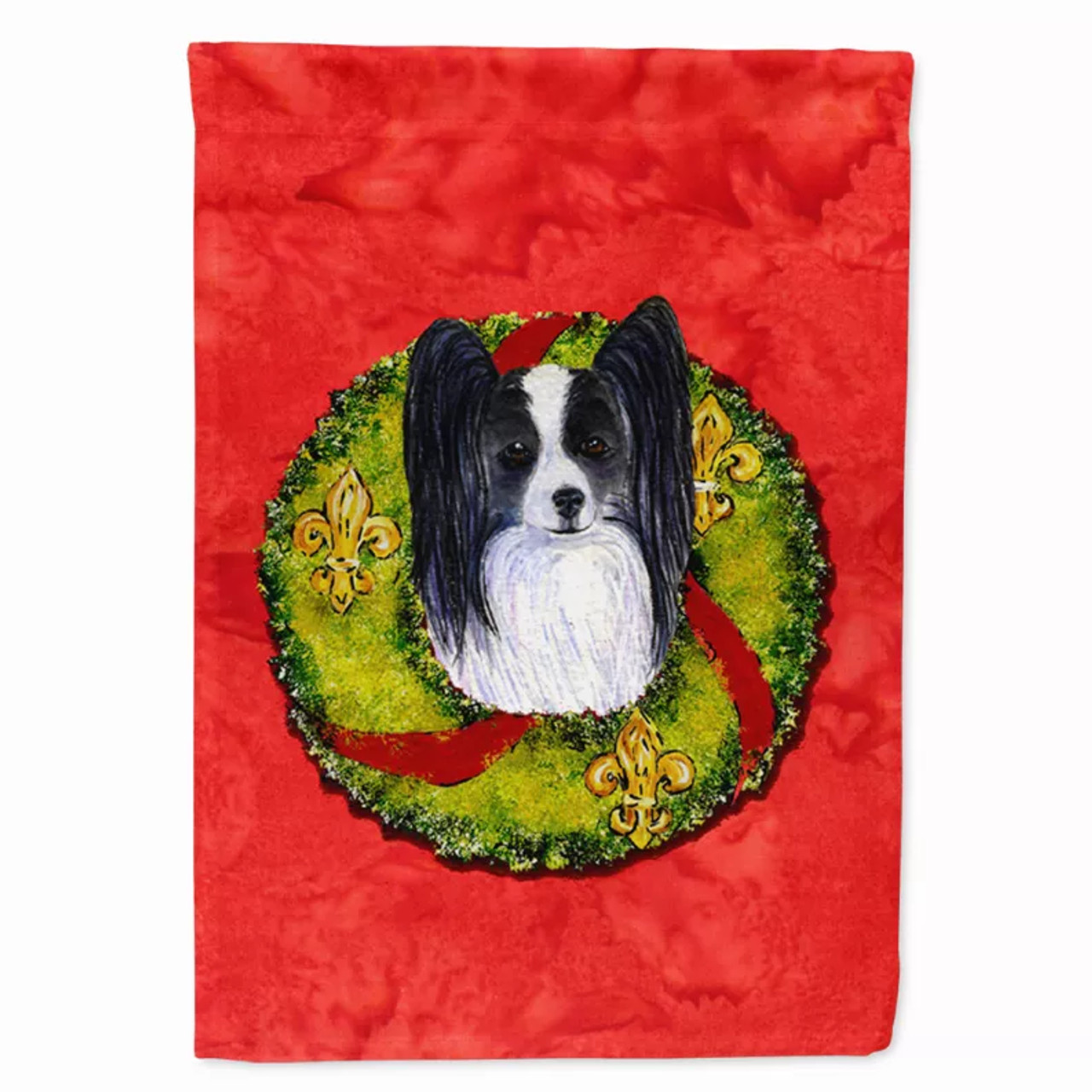 Christmas Wreath With Dog Flag Garden Size - S000213B001695P119054V000