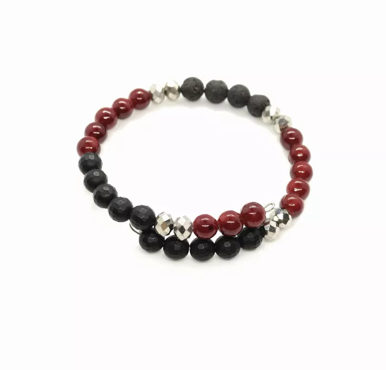 Collegiate-USC Gamecocks Small Stone And Lava Bead Bracelet