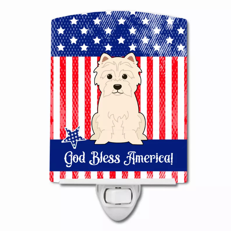 American Flag Design with Dog Ceramic Night Light - S000213B001695P099563V000