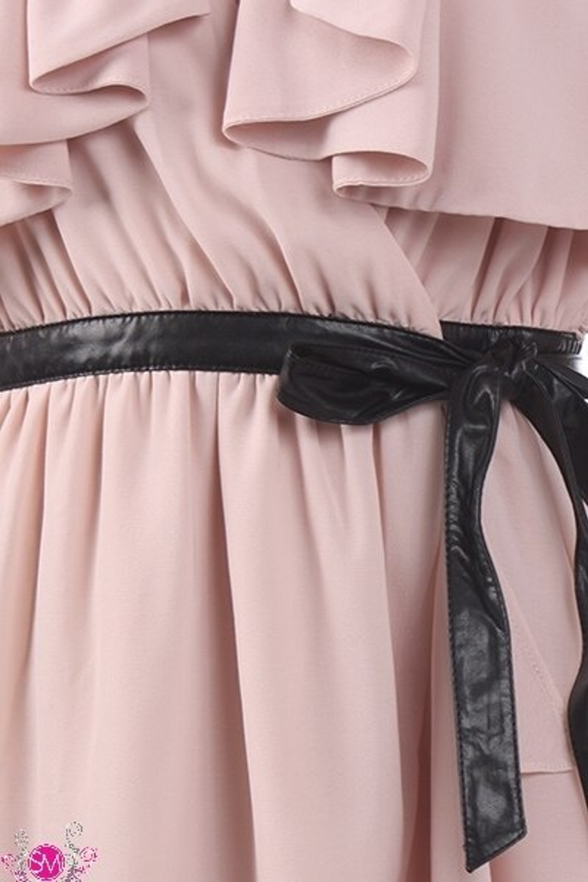 Mauve Wrap Dress with Ruffle