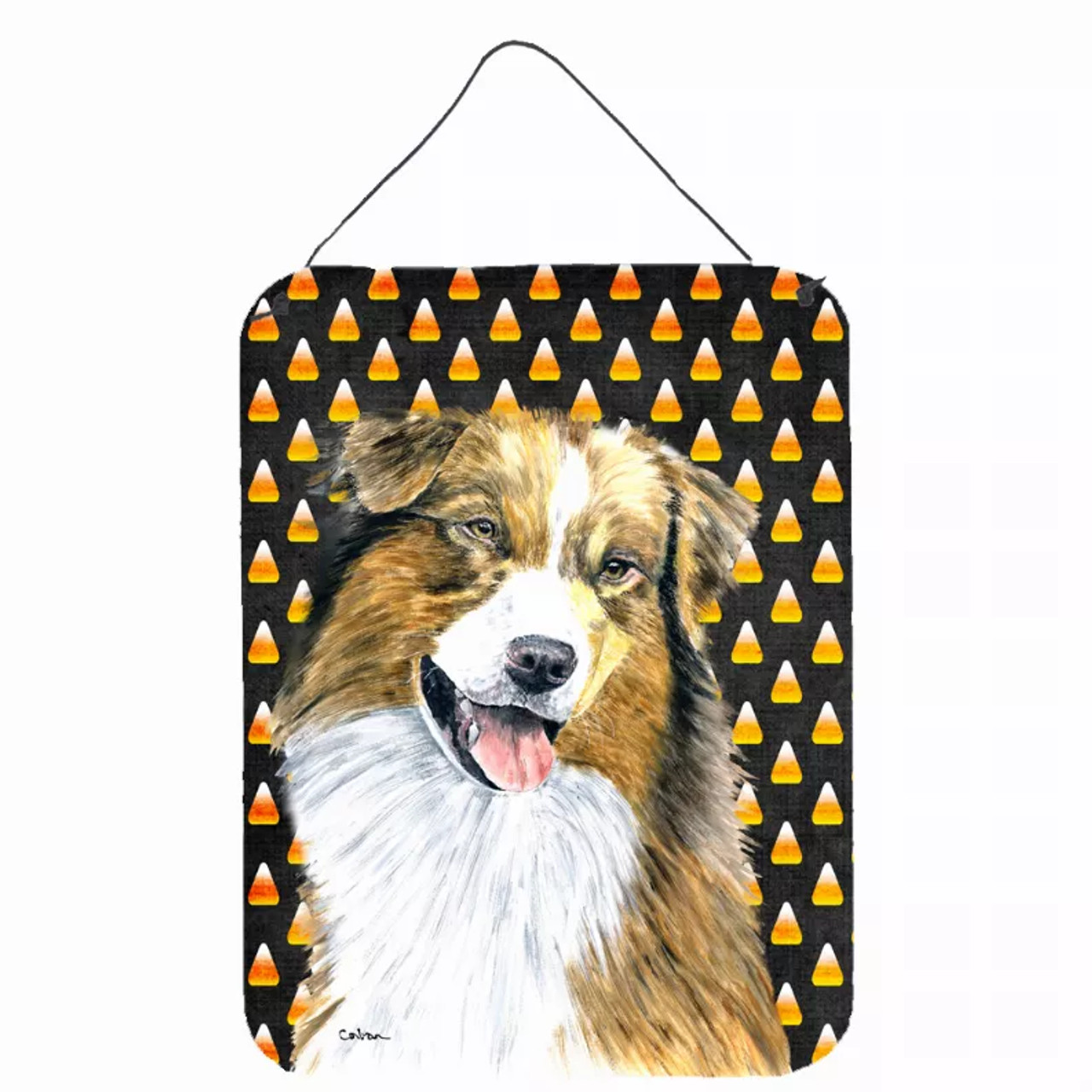 Candy Corn Halloween Design with Dog Wall or Door Hanging Prints - S000213B001695P028877V000