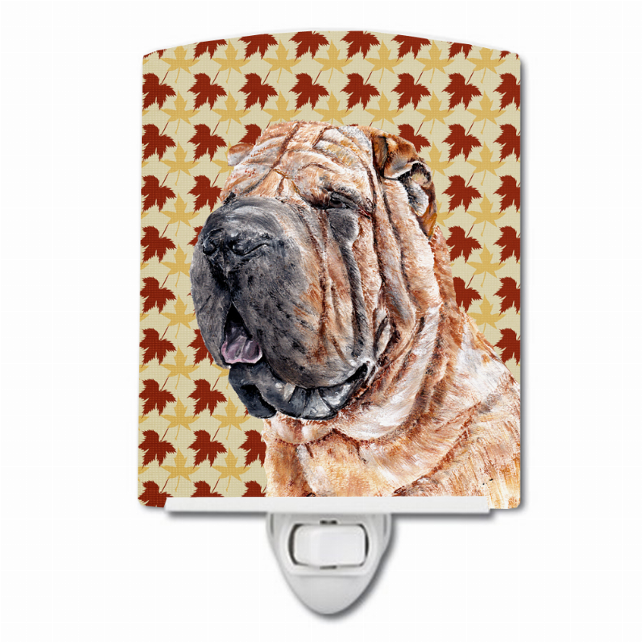 Fall Leaves Dog Art Portrait Ceramic Night Light - SC9671CNL