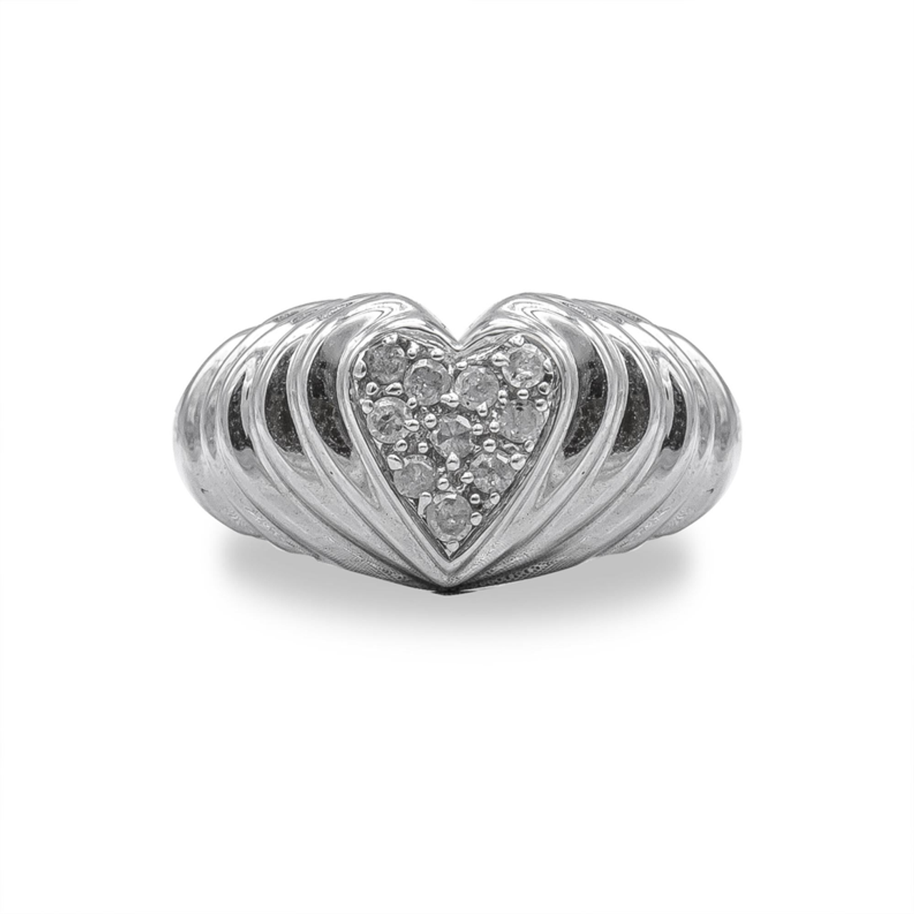 .925 Sterling Silver 1/6 Cttw Round Diamond "Heartbeat" Heart Band Ring (I-J Color, I3 Clarity)