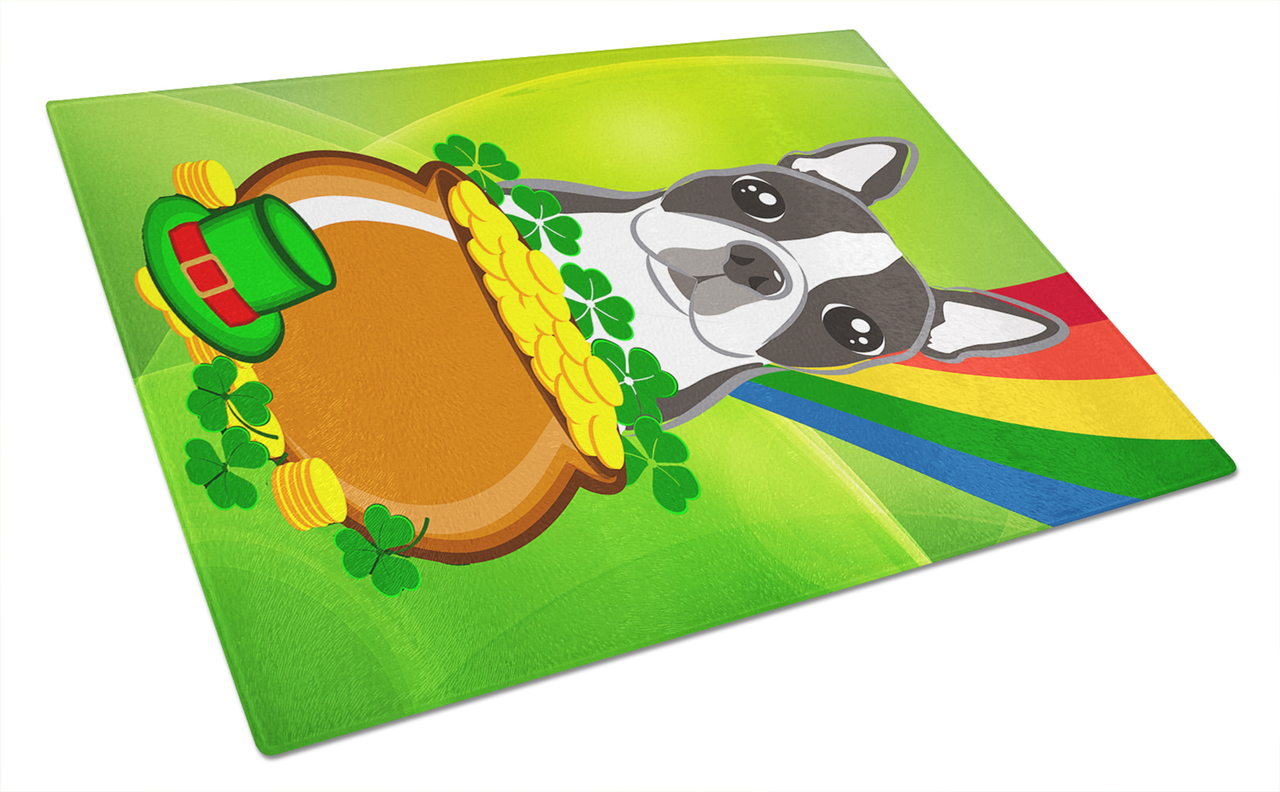 St. Patrick's Day Dog Print Glass Cutting Board Large - SC9280LCB