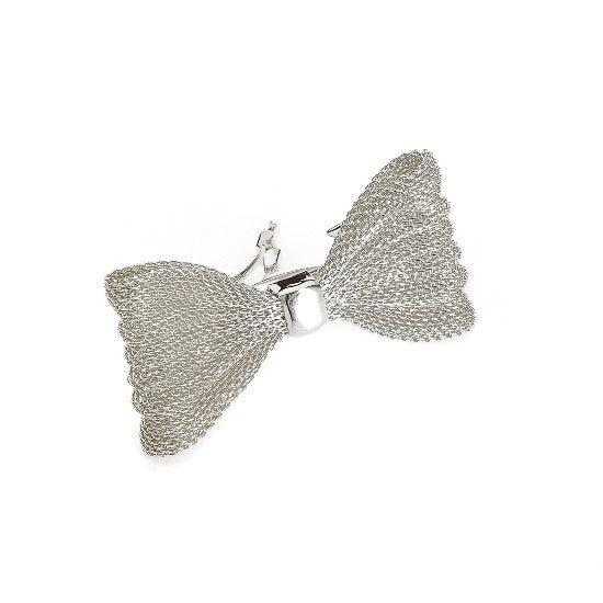 Gold Or Silver Mesh Bow Barrette - 1295-06