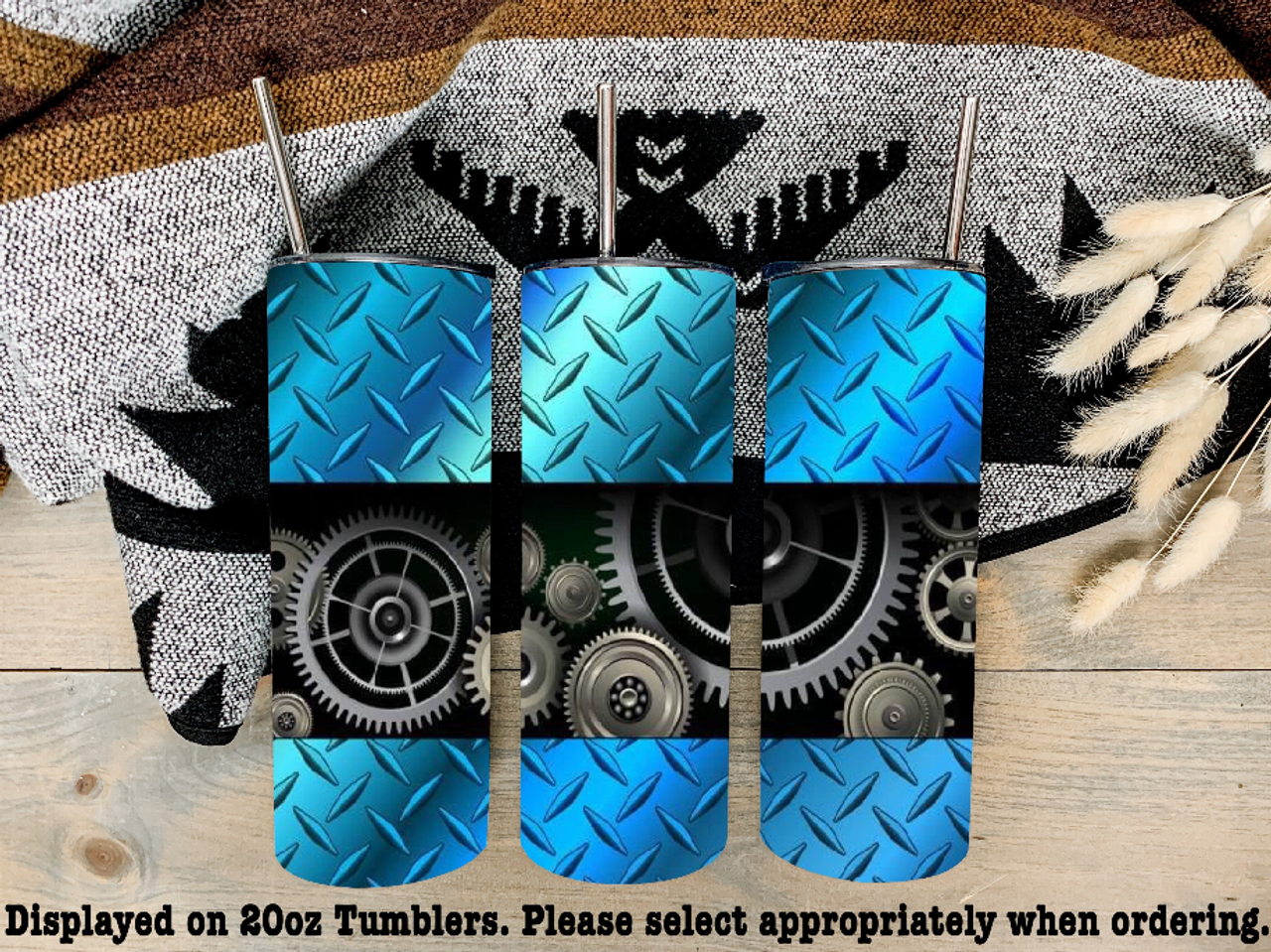 Diamond Plate Gears Steel Tumbler