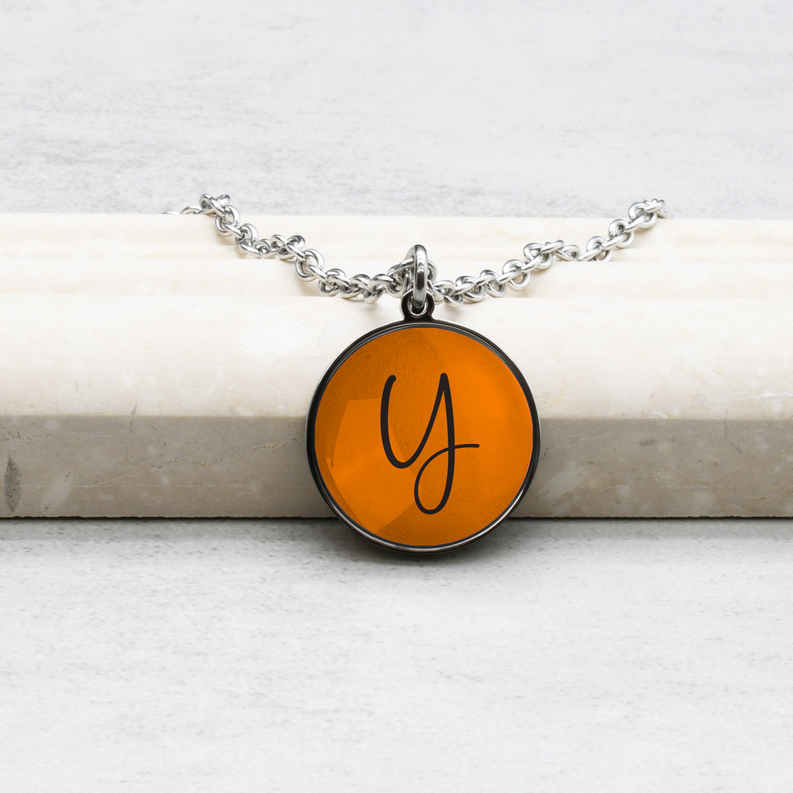 Pink Box Colorful Cabochon Initial Link Chain Necklaces