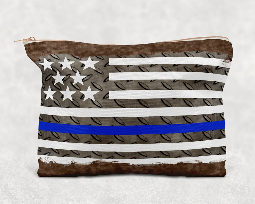 Thin Blue Line   Printed Canvas Zipper Bag