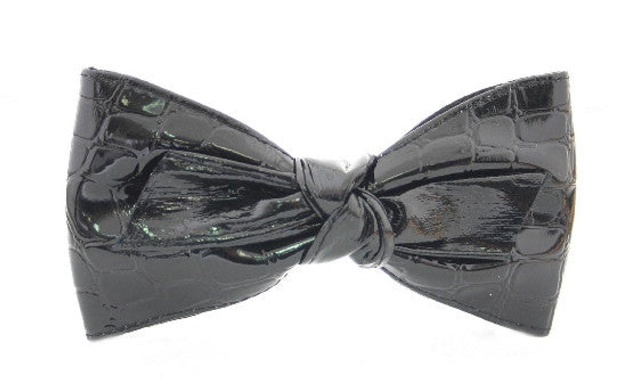 Large Automatic Barrette w/ Leatherette Bow - 8357-08