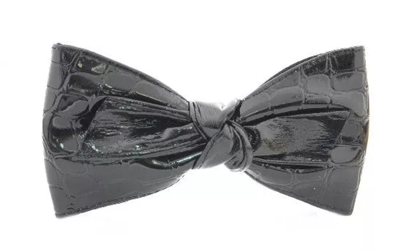 Large Automatic Barrette w/ Leatherette Bow - 8357-10 Large Automatic Barrette w/ Leatherette Bow - 8357-10