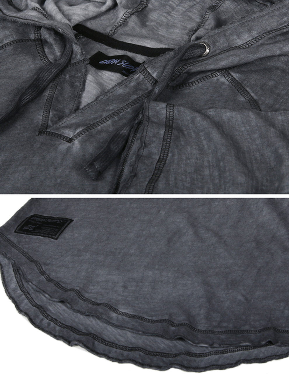 ZIMEGO Short Sleeve Vintage Garment Dyed Hooded Raglan Henley - ZG-DGSS23H-SLATENAVY-XL-Z