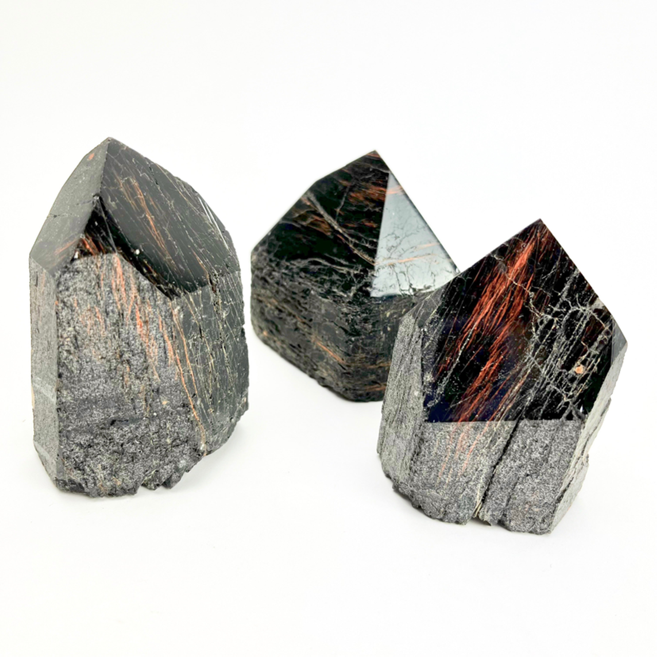 Black Tourmaline w/ Hematite Waves | Polished Generator | Brazil