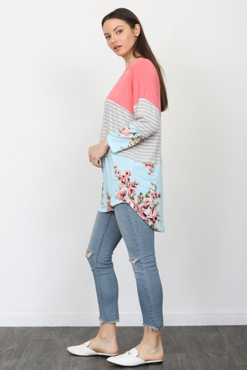 Floral Color Block Tunic - S002066B002500P001453V003