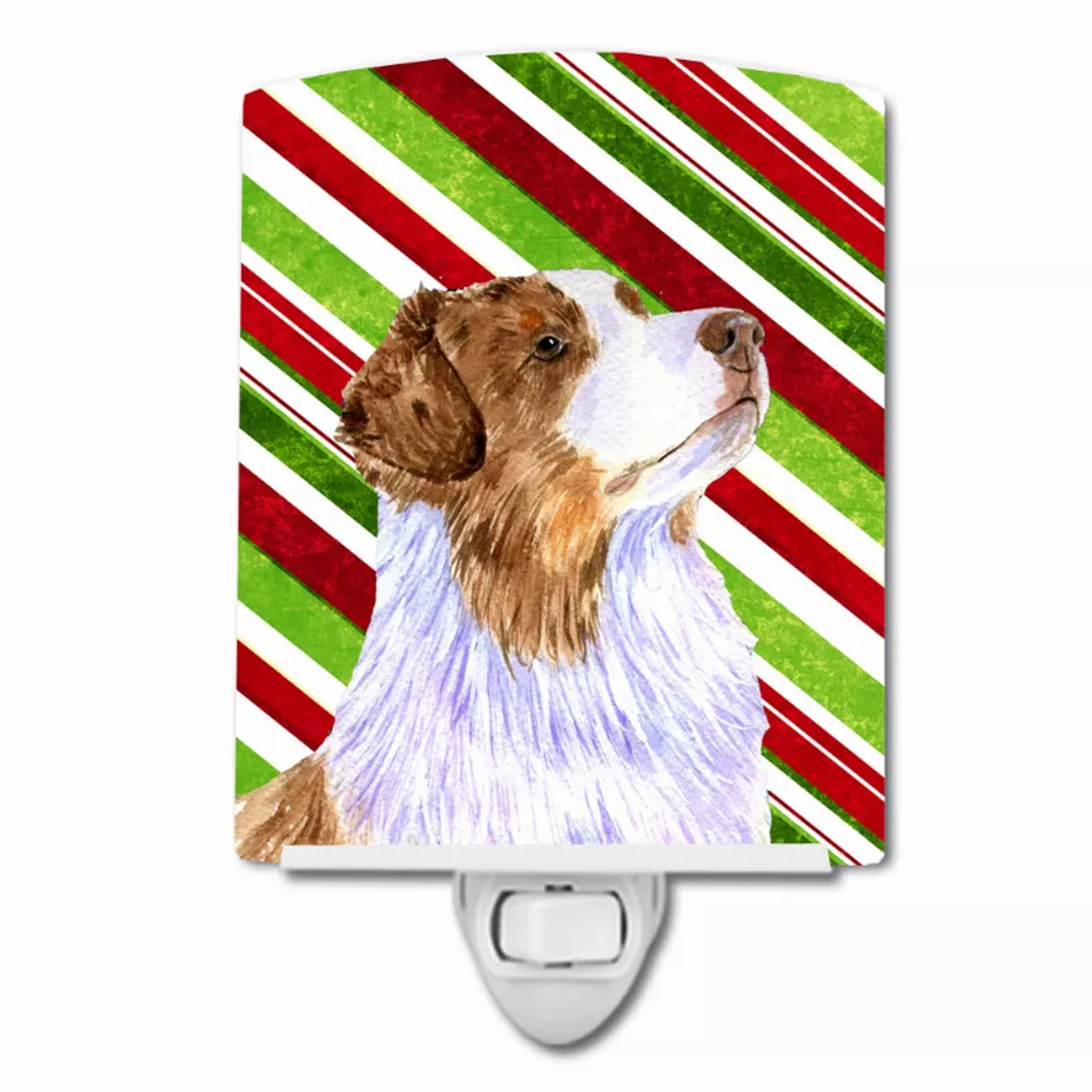 Candy Cane Holiday Christmas Dog Art Ceramic Night Light - S000213B001695P102737V000