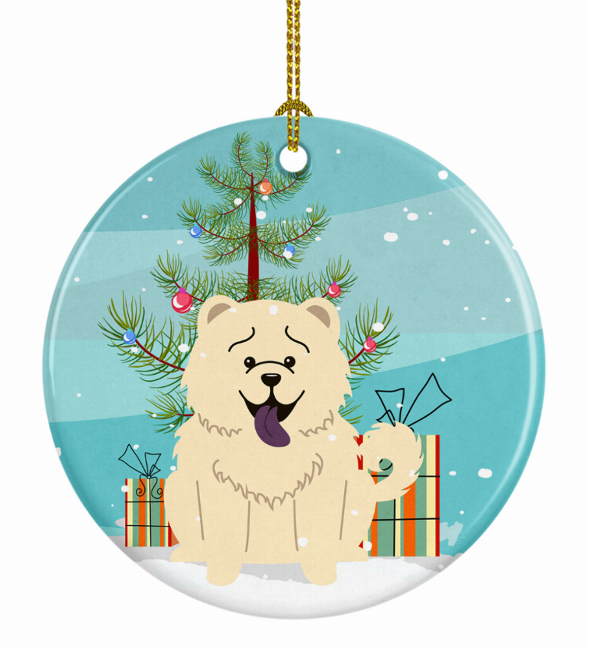 Christmas Tree and Dog on Ceramic Ornament - BB4265CO1