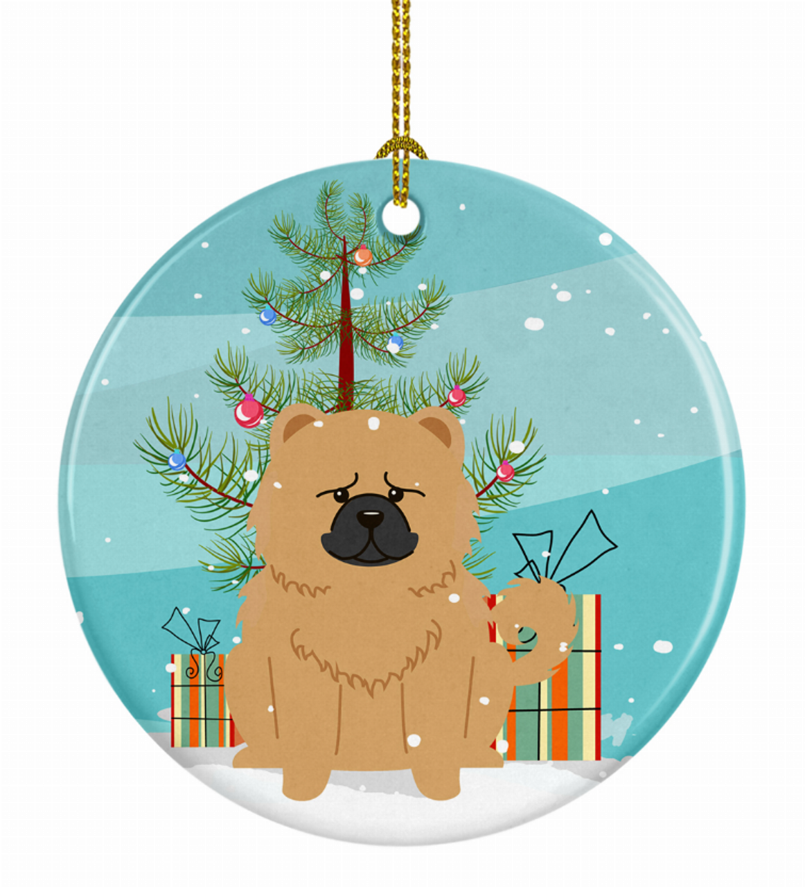 Christmas Tree and Dog on Ceramic Ornament - BB4269CO1