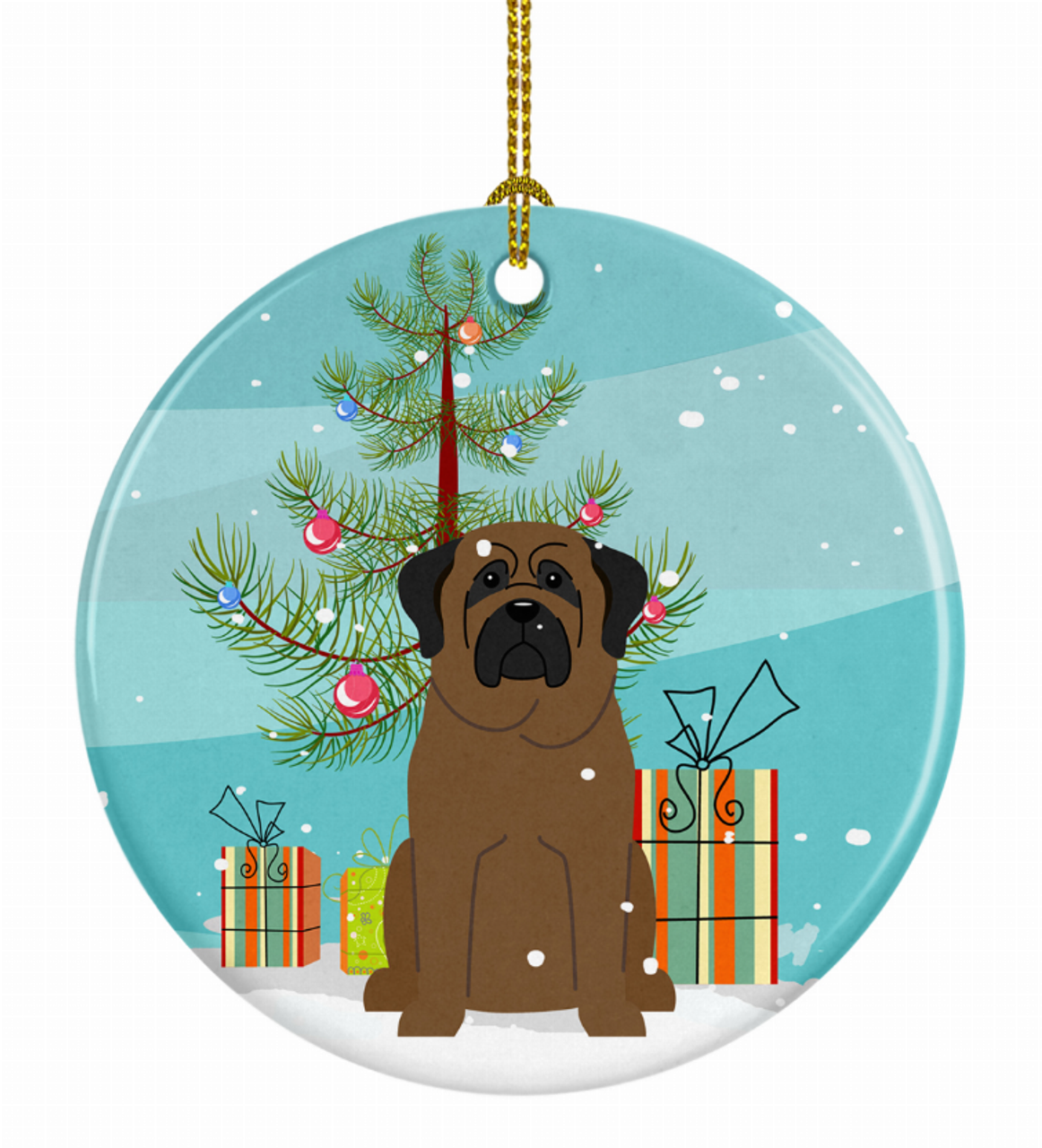Christmas Tree and Dog on Ceramic Ornament - BB4209CO1