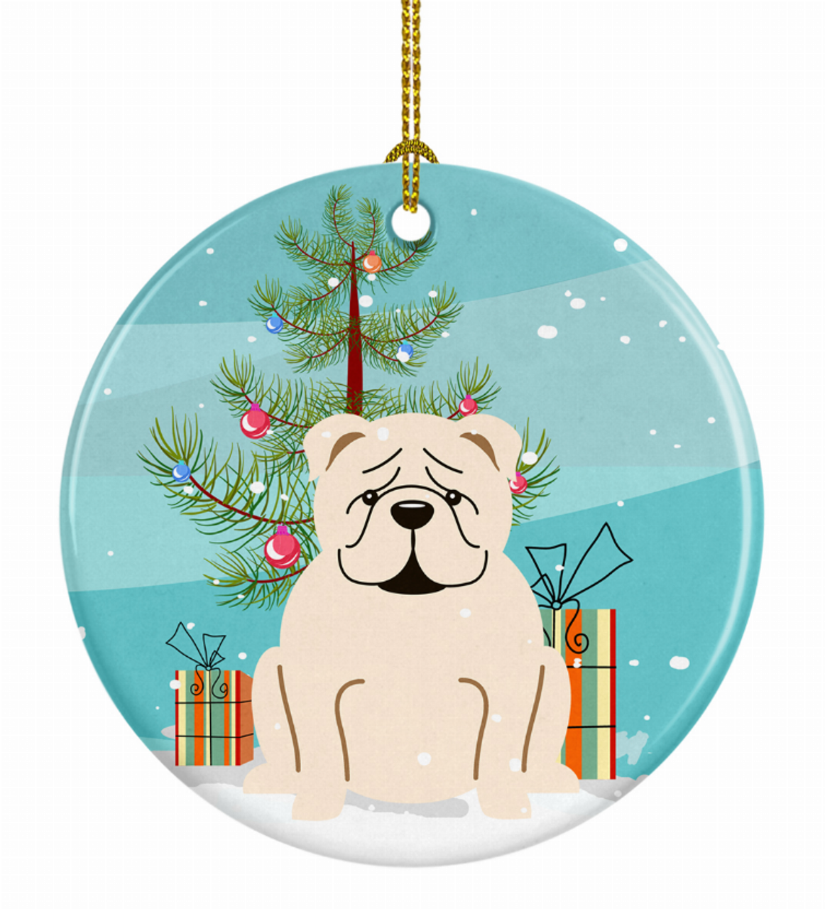 Christmas Tree and Dog on Ceramic Ornament - BB4248CO1