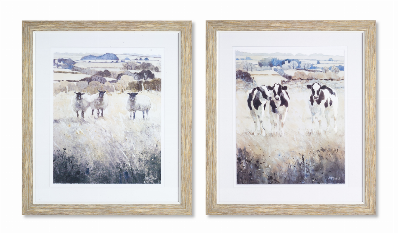 Framed Farm Animal Print (Set of 2) 17.5" x 20.75"H Wood/Glass