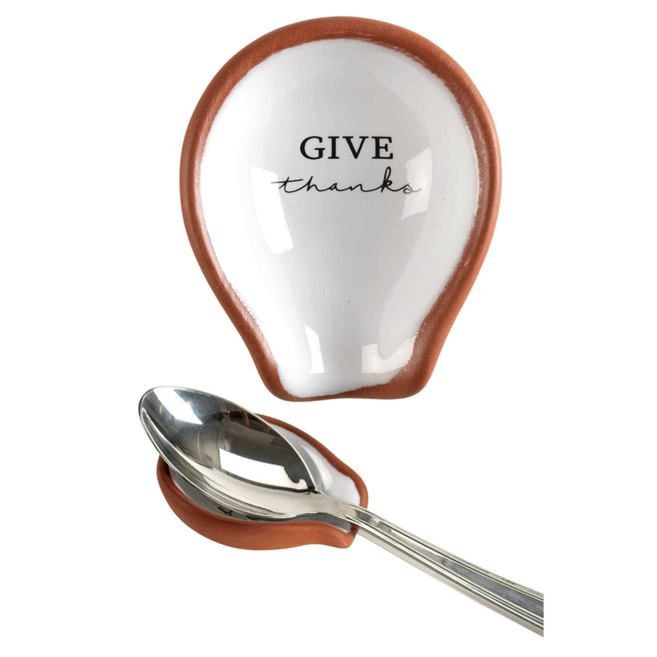 Give Thanks Terra Cotta Teaspoon Rest