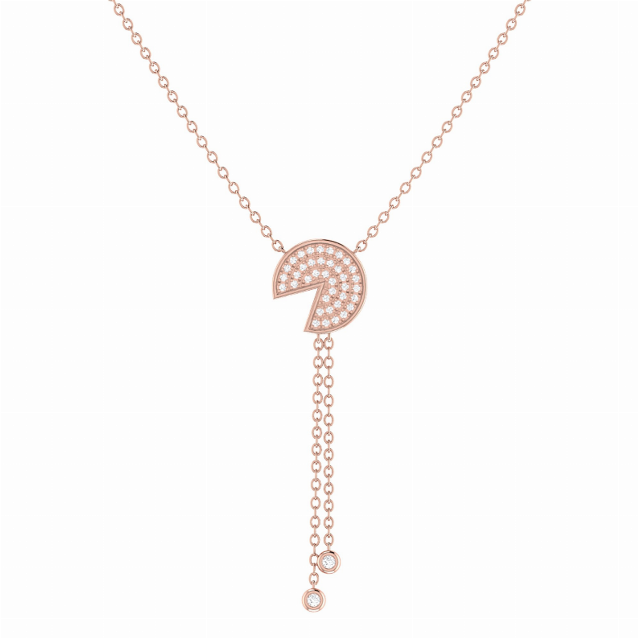 Pac-Man Candy Bolo Adjustable Diamond Lariat Necklace in 14K Gold Vermeil on Sterling Silver